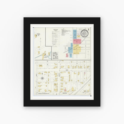 Old map wall art mockup — black gallery frame with white mat — Sanborn Fire Insurance Map from Shreve, Wayne County, Ohio (1905) - Complete Map Set