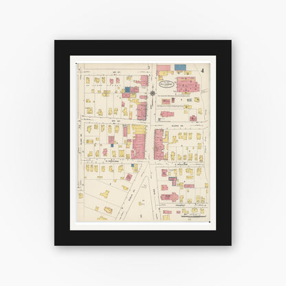 Old map wall art mockup — black gallery frame with white mat — Sanborn Fire Insurance Map from Willoughby, Lake County, Ohio (1922), Sheet #0004