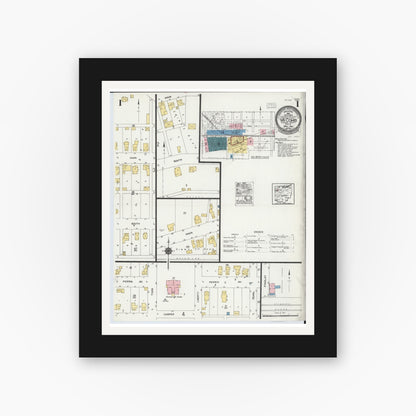 Old map wall art mockup — black gallery frame with white mat — Sanborn Fire Insurance Map from McComb, Hancock County, Ohio (1924) - Complete Map Set