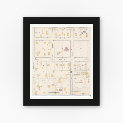 Old map wall art mockup — black gallery frame with white mat — Sanborn Fire Insurance Map from El Paso, Woodford County, Illinois (1941), Sheet #0008