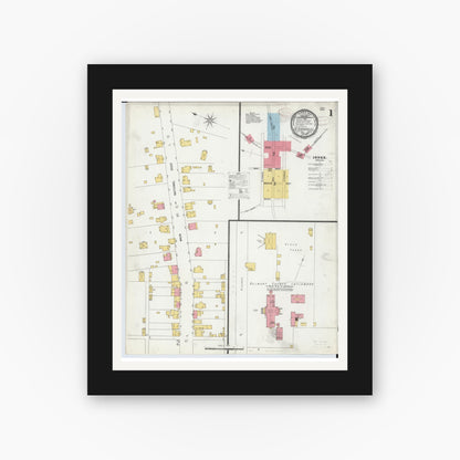 Old map wall art mockup — black gallery frame with white mat — Sanborn Fire Insurance Map from Saint Clairsville, Belmont County, Ohio (1899) - Complete Map Set