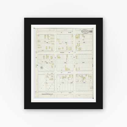 Old map wall art mockup — black gallery frame with white mat — Sanborn Fire Insurance Map from Ashland, Ashland County, Wisconsin (1890), Sheet #0022