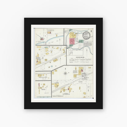 Old map wall art mockup — black gallery frame with white mat — Sanborn Fire Insurance Map from Nashville, Barry County, Michigan (1900) - Complete Map Set
