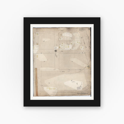 Old map wall art mockup — black gallery frame with white mat — Sanborn Fire Insurance Map from Calexico, Imperial County, California (1956), Sheet #0003