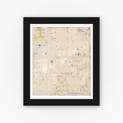 Old map wall art mockup — black gallery frame with white mat — Sanborn Fire Insurance Map from Calexico, Imperial County, California (1949), Sheet #0011