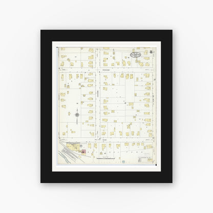 Old map wall art mockup — black gallery frame with white mat — Sanborn Fire Insurance Map from Coldwater, Branch County, Michigan (1914), Sheet #0008
