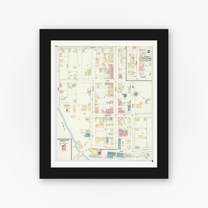 Old map wall art mockup — black gallery frame with white mat — Sanborn Fire Insurance Map from Milford, Clermont And Hamilton County, Ohio (1905), Sheet #0002