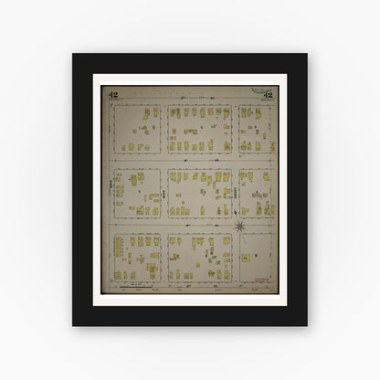 Old map wall art mockup — black gallery frame with white mat — Sanborn Fire Insurance Map from New Jersey Coast, New Jersey Coast, New Jersey (1890), Sheet #0042