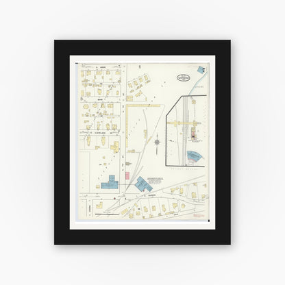 Old map wall art mockup — black gallery frame with white mat — Sanborn Fire Insurance Map from Ishpeming, Marquette County, Michigan (1911), Sheet #0007