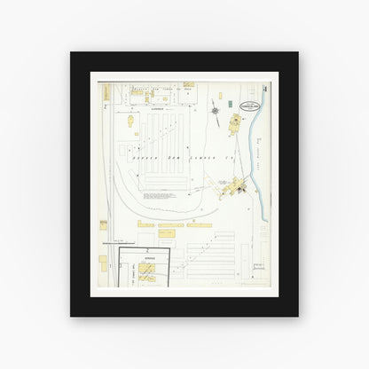 Old map wall art mockup — black gallery frame with white mat — Sanborn Fire Insurance Map from Cumberland, Barron County, Wisconsin (1909), Sheet #0004