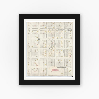 Old map wall art mockup — black gallery frame with white mat — Sanborn Fire Insurance Map from Claude, Armstrong County, Texas (1932), Sheet #0004