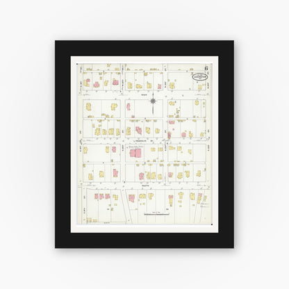 Old map wall art mockup — black gallery frame with white mat — Sanborn Fire Insurance Map from Lexington, Lafayette County, Missouri (1910), Sheet #0006
