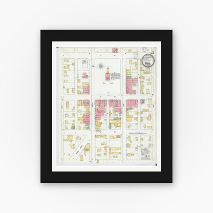 Old map wall art mockup — black gallery frame with white mat — Sanborn Fire Insurance Map from Mason, Ingham County, Michigan (1900) - Complete Map Set