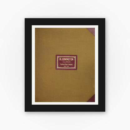 Old map wall art mockup — black gallery frame with white mat — Sanborn Fire Insurance Map from Bloomington, McLean County, Illinois (1950), Sheet #0001