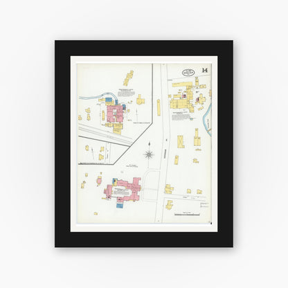 Old map wall art mockup — black gallery frame with white mat — Sanborn Fire Insurance Map from Oneida, Madison County, New York (1904), Sheet #0013