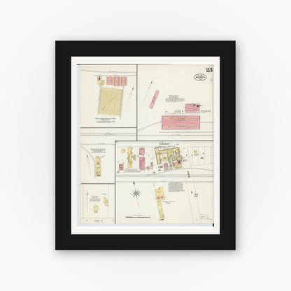 Old map wall art mockup — black gallery frame with white mat — Sanborn Fire Insurance Map from Warren, Trumbull County, Ohio (1902), Sheet #0023