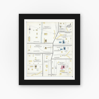 Old map wall art mockup — black gallery frame with white mat — Sanborn Fire Insurance Map from Buhl, Saint Louis County, Minnesota (1917), Sheet #0004