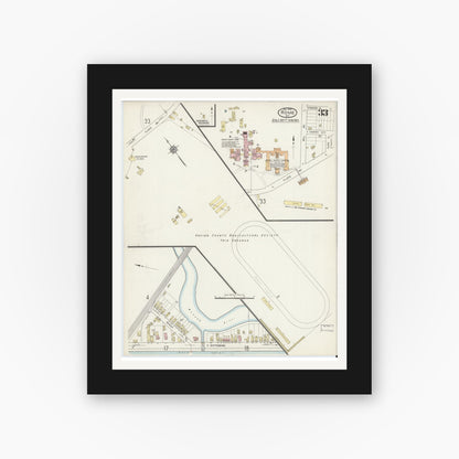 Old map wall art mockup — black gallery frame with white mat — Sanborn Fire Insurance Map from Rome, Oneida County, New York (1914), Sheet #0033