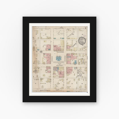 Old map wall art mockup — black gallery frame with white mat — Sanborn Fire Insurance Map from McKinney, Collin County, Texas (1885) - Complete Map Set