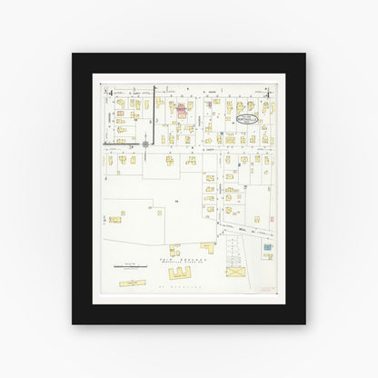 Old map wall art mockup — black gallery frame with white mat — Sanborn Fire Insurance Map from Northville, Wayne County, Michigan (1926), Sheet #0004