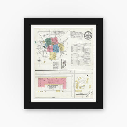 Old map wall art mockup — black gallery frame with white mat — Sanborn Fire Insurance Map from Metuchen, Middlesex County, New Jersey (1920) - Complete Map Set