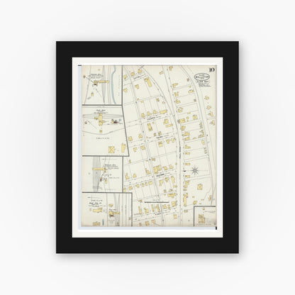 Old map wall art mockup — black gallery frame with white mat — Sanborn Fire Insurance Map from Wellston, Jackson County, Ohio (1897), Sheet #0010