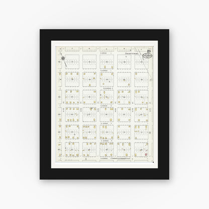 Old map wall art mockup — black gallery frame with white mat — Sanborn Fire Insurance Map from Childress, Childress County, Texas (1921), Sheet #0019