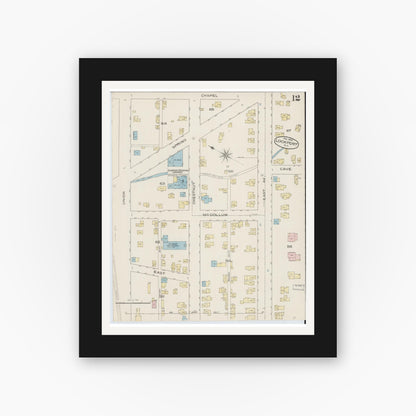 Old map wall art mockup — black gallery frame with white mat — Sanborn Fire Insurance Map from Lockport, Niagara County, New York (1886), Sheet #0011