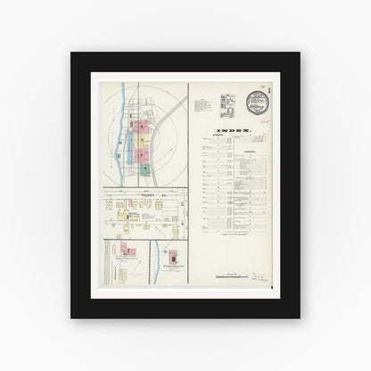 Old map wall art mockup — black gallery frame with white mat — Sanborn Fire Insurance Map from Braddock, Allegheny County, Pennsylvania (1891) - Complete Map Set