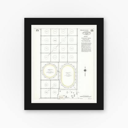 Old map wall art mockup — black gallery frame with white mat — Sanborn Fire Insurance Map from Los Angeles Co., Los Angeles County, California (1924), Sheet #0015