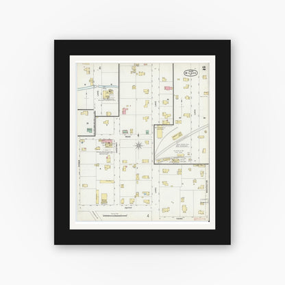 Old map wall art mockup — black gallery frame with white mat — Sanborn Fire Insurance Map from Wilson, Niagara County, New York (1897), Sheet #0002