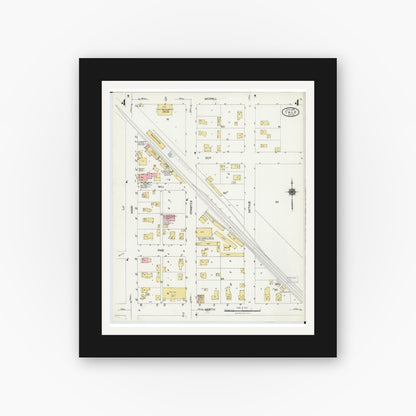 Old map wall art mockup — black gallery frame with white mat — Sanborn Fire Insurance Map from Yale, Saint Clair County, Michigan (1924), Sheet #0004