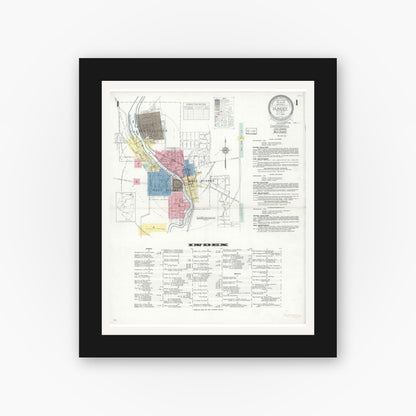 Old map wall art mockup — black gallery frame with white mat — Sanborn Fire Insurance Map from Dundee, Kane County, Illinois (1933), Sheet #0001