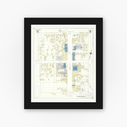 Old map wall art mockup — black gallery frame with white mat — Sanborn Fire Insurance Map from Wahiawa, Honolulu County, Hawaii (1942), Sheet #0002