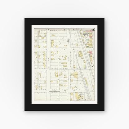 Old map wall art mockup — black gallery frame with white mat — Sanborn Fire Insurance Map from Hurley, Iron County, Wisconsin (1898), Sheet #0003