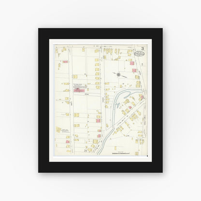 Old map wall art mockup — black gallery frame with white mat — Sanborn Fire Insurance Map from Stroudsburg, Monroe County, Pennsylvania (1912), Sheet #0003