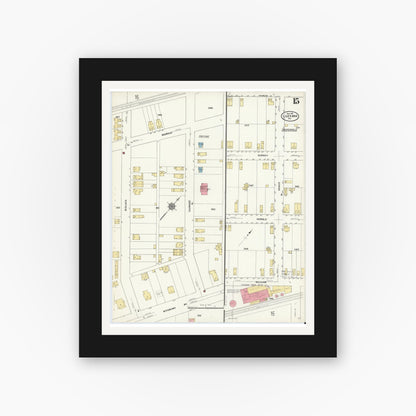 Old map wall art mockup — black gallery frame with white mat — Sanborn Fire Insurance Map from Luzerne, Luzerne County, Pennsylvania (1911), Sheet #0015