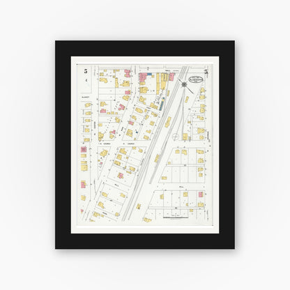 Old map wall art mockup — black gallery frame with white mat — Sanborn Fire Insurance Map from Blanchester, Clinton County, Ohio (1925), Sheet #0005