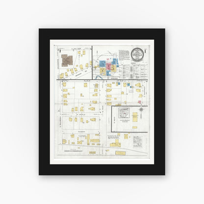 Old map wall art mockup — black gallery frame with white mat — Sanborn Fire Insurance Map from Granville, Licking County, Ohio (1926) - Complete Map Set