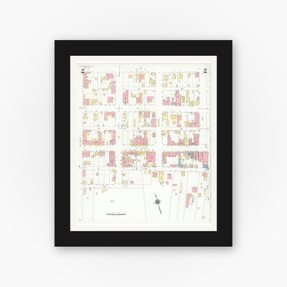 Old map wall art mockup — black gallery frame with white mat — Sanborn Fire Insurance Map from Rio Grande City, Starr County, Texas (1940), Sheet #0002