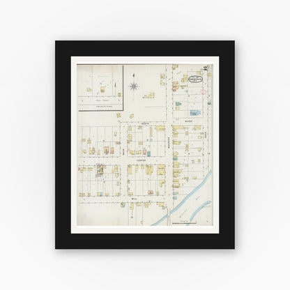 Old map wall art mockup — black gallery frame with white mat — Sanborn Fire Insurance Map from Fredonia, Ozaukee County, Wisconsin (1894), Sheet #0002