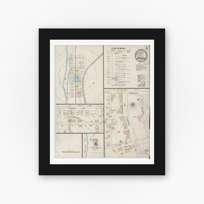 Old map wall art mockup — black gallery frame with white mat — Sanborn Fire Insurance Map from Braddock, Allegheny County, Pennsylvania (1886), Sheet #0001