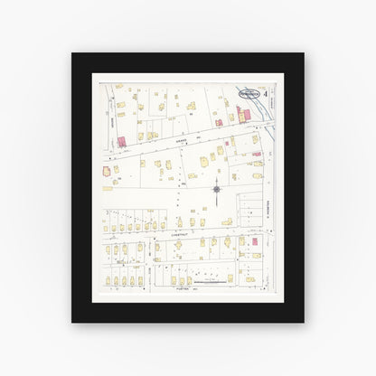 Old map wall art mockup — black gallery frame with white mat — Sanborn Fire Insurance Map from Port Washington, Ozaukee County, Wisconsin (1922), Sheet #0004