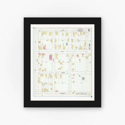 Old map wall art mockup — black gallery frame with white mat — Sanborn Fire Insurance Map from Batavia, Clermont County, Ohio (1904), Sheet #0002