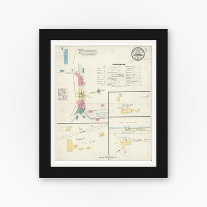 Old map wall art mockup — black gallery frame with white mat — Sanborn Fire Insurance Map from Fleischmanns, Delaware County, New York (1912) - Complete Map Set