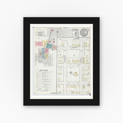 Old map wall art mockup — black gallery frame with white mat — Sanborn Fire Insurance Map from Iron Mountain, Dickinson County, Michigan (1891) - Complete Map Set