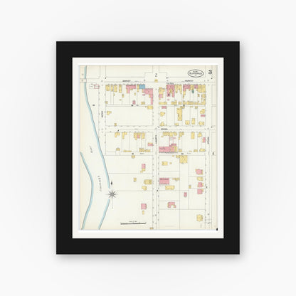 Old map wall art mockup — black gallery frame with white mat — Sanborn Fire Insurance Map from Blairsville, Indiana County, Pennsylvania (1903), Sheet #0003