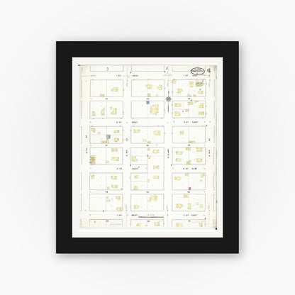 Old map wall art mockup — black gallery frame with white mat — Sanborn Fire Insurance Map from Forest City, Winnebago County, Iowa (1916), Sheet #0006