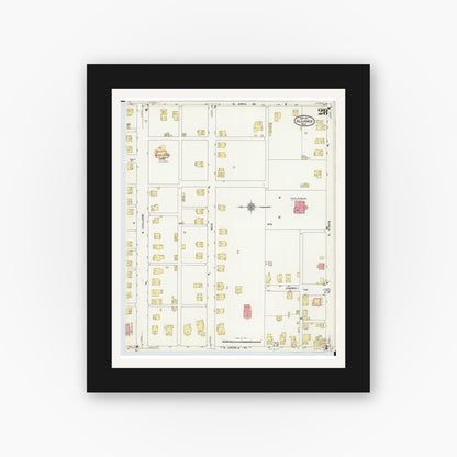 Old map wall art mockup — black gallery frame with white mat — Sanborn Fire Insurance Map from Alliance, Stark County, Ohio (1911), Sheet #0028