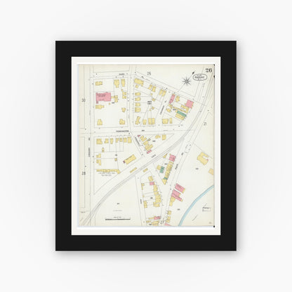 Old map wall art mockup — black gallery frame with white mat — Sanborn Fire Insurance Map from Passaic, Passaic County, New Jersey (1903), Sheet #0026